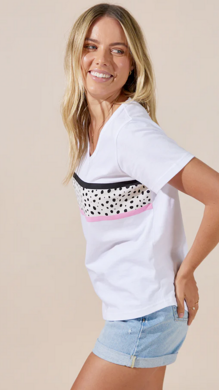 Harlow T-Shirt - White/Cheetah