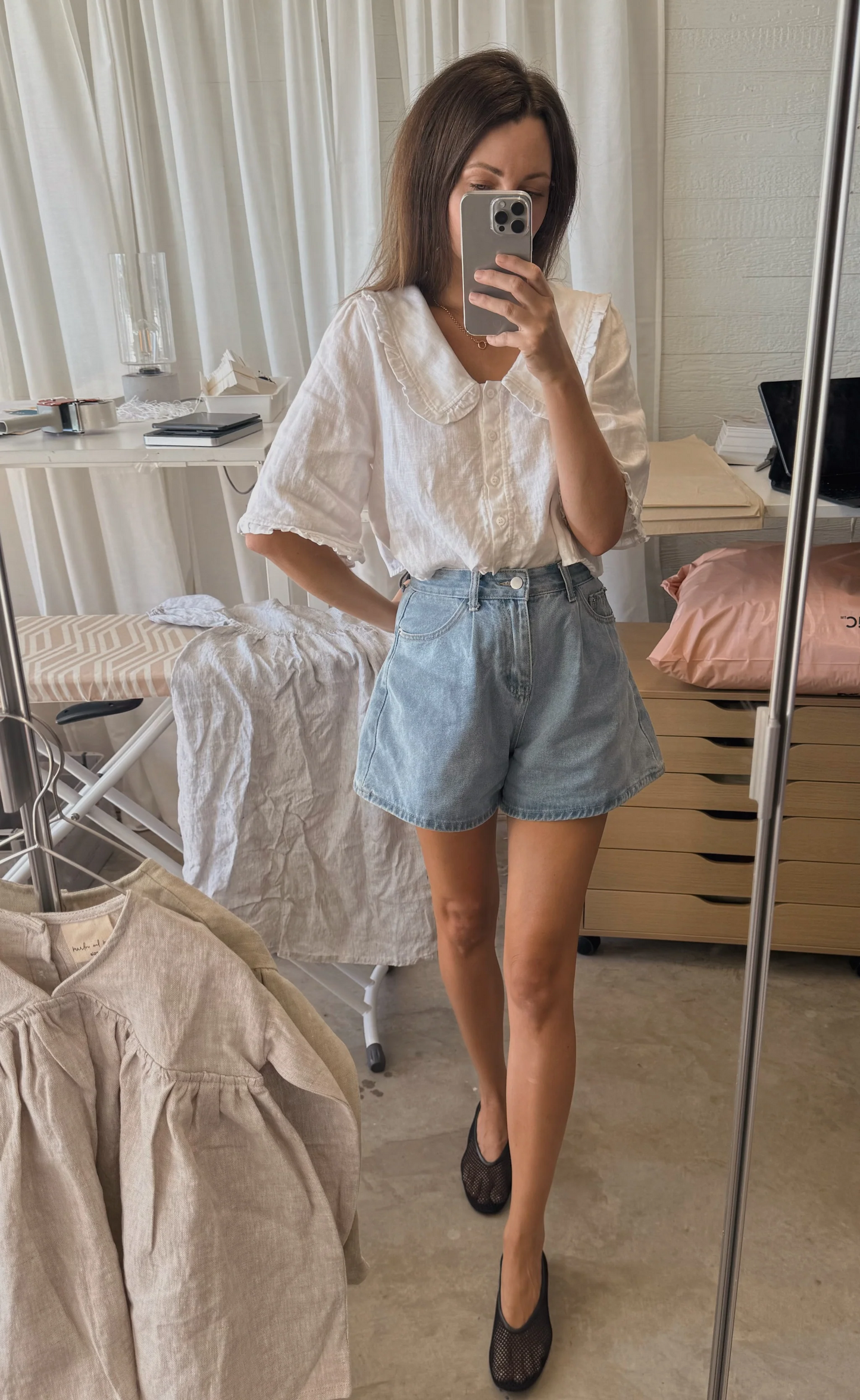 Sylvie Linen Blouse - White