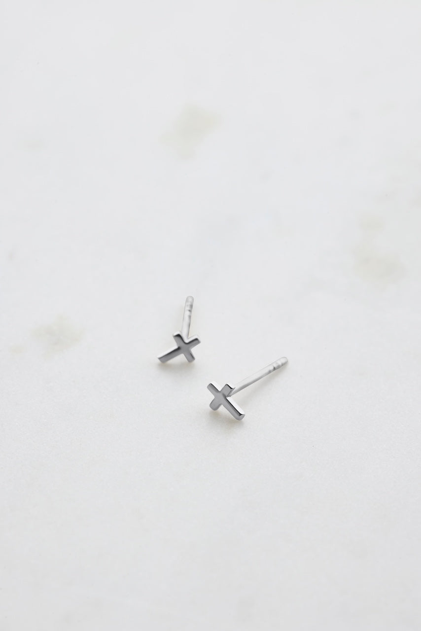 Cross Stud Earring - Silver
