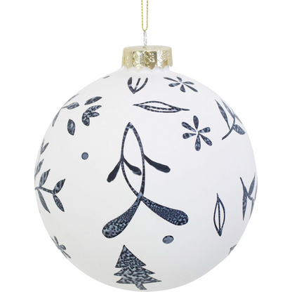 Large Glass Bauble - Dove Leaf