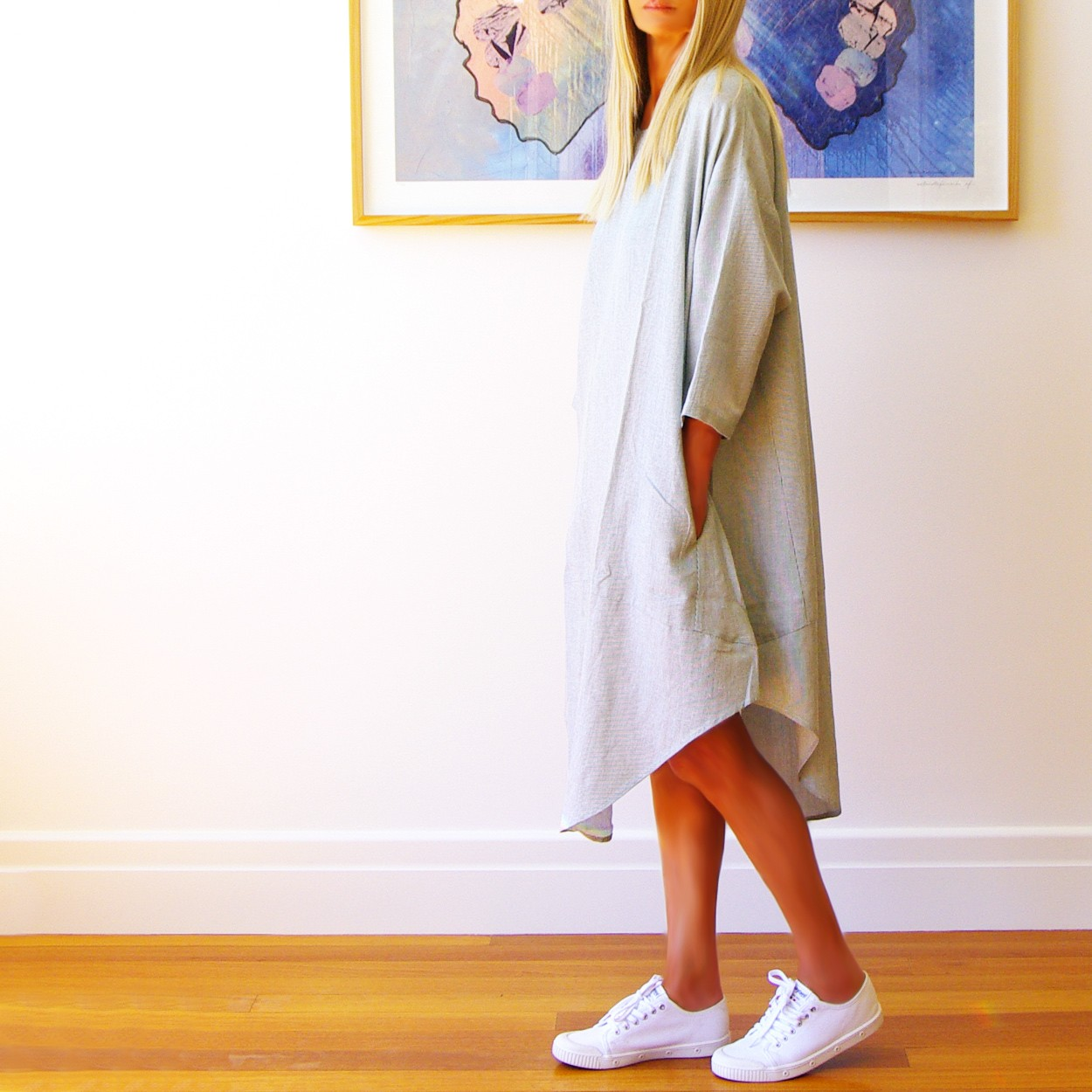 Willow Yarn Dyed Fine Stripe Dress - Sage & White