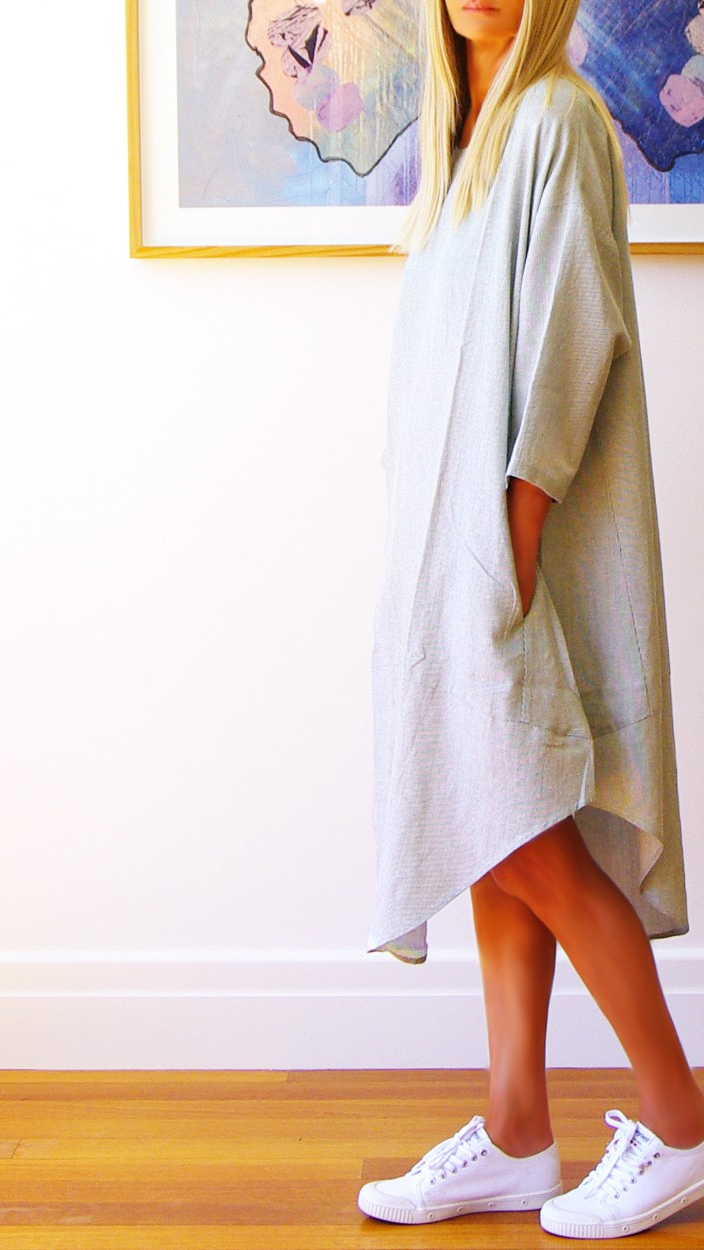 Willow Yarn Dyed Fine Stripe Dress - Sage &amp; White
