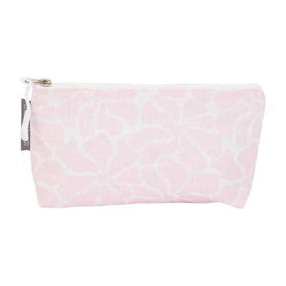 Small Linen Cosmetic Bag - Pink Petal Floral