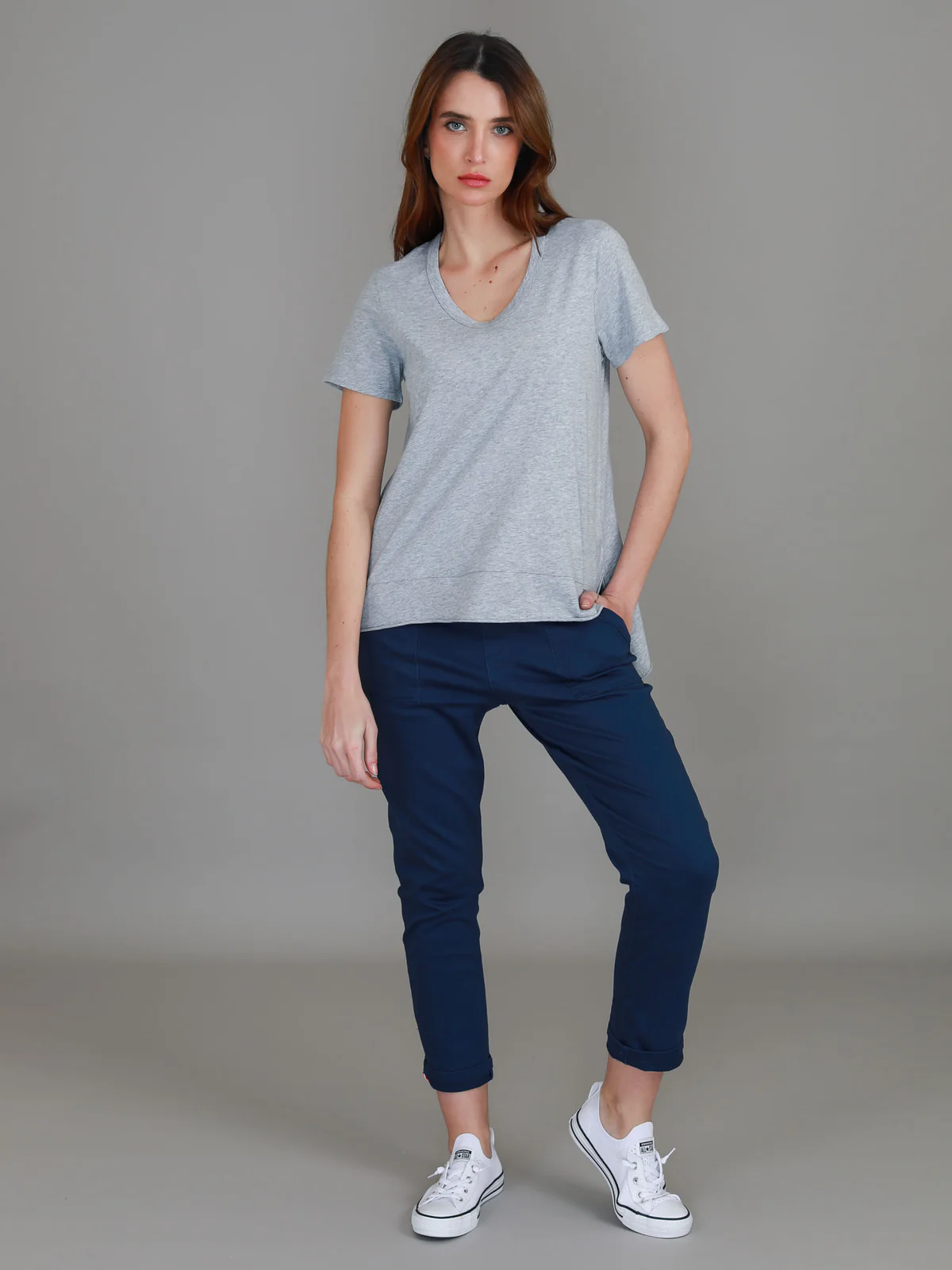Austin Crew Neck Tee - Grey Marle