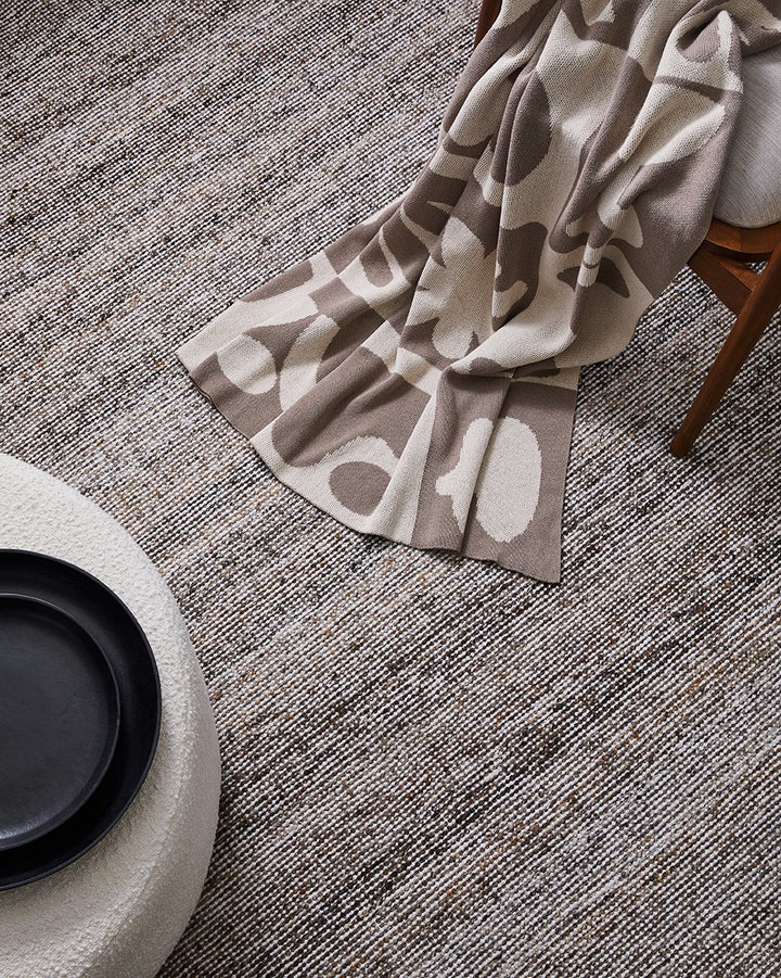 Abstract Knitted Throw - Taupe &amp; Ivory