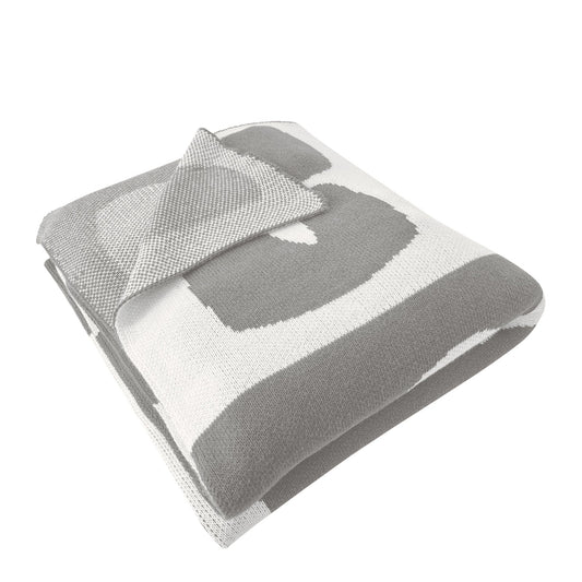 Abstract Knitted Throw - Taupe & Ivory