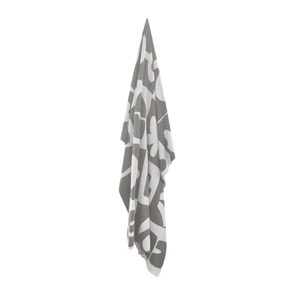 Abstract Knitted Throw - Taupe & Ivory