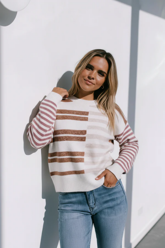 Abstract Stripe Knit - Chocolate/Latte