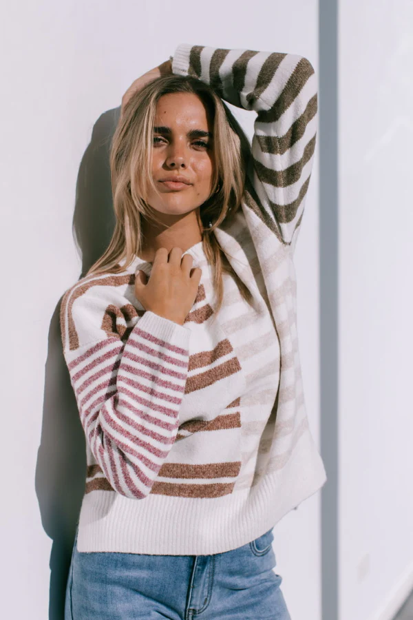 Abstract Stripe Knit - Chocolate/Latte