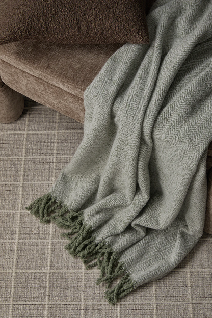 Alba Faux Mohair Throw - Sage Green