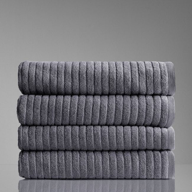 Alessia Cotton Bamboo Rib Bath Towel - Porcini Grey