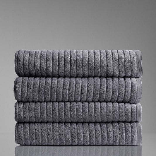 Alessia Cotton Bamboo Rib Bath Towel - Porcini Grey