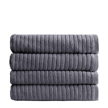 Alessia Cotton Bamboo Rib Bath Towel - Porcini Grey