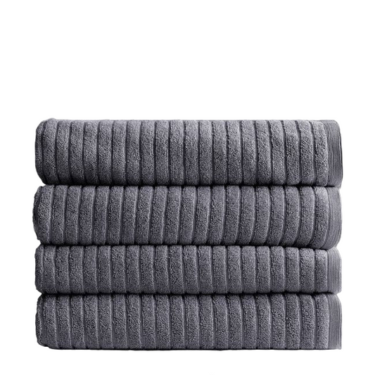 Alessia Cotton Bamboo Rib Bath Towel - Porcini Grey