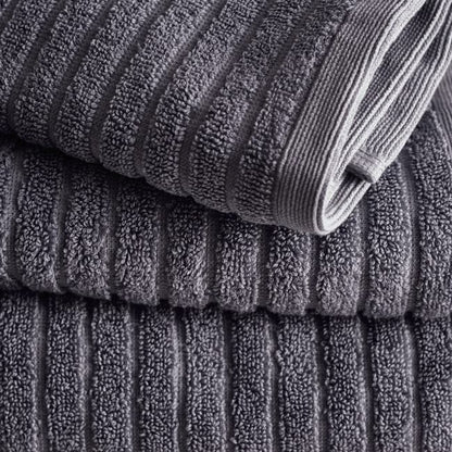 Alessia Cotton Bamboo Rib Bath Towel - Porcini Grey
