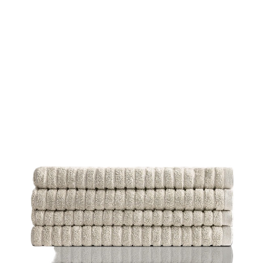 Alessia Cotton Bamboo Rib Hand Towel - Latte