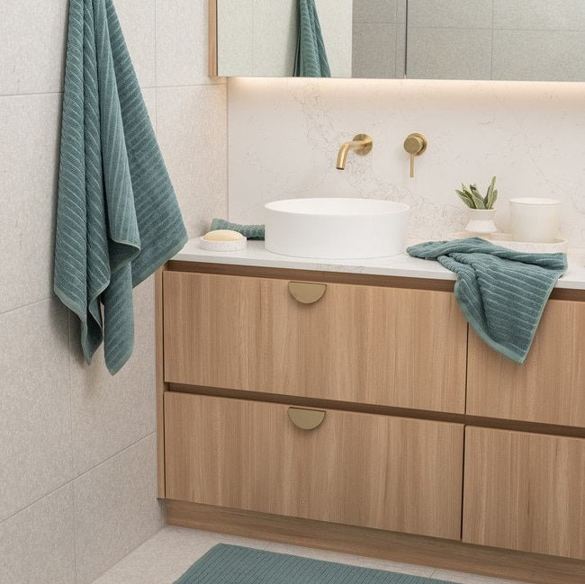 Alessia Cotton Bamboo Rib Hand Towel - Menthol