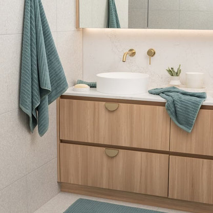 Alessia Cotton Bamboo Rib Hand Towel - Menthol