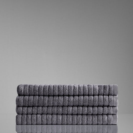 Alessia Cotton Bamboo Rib Hand Towel - Porcini Grey