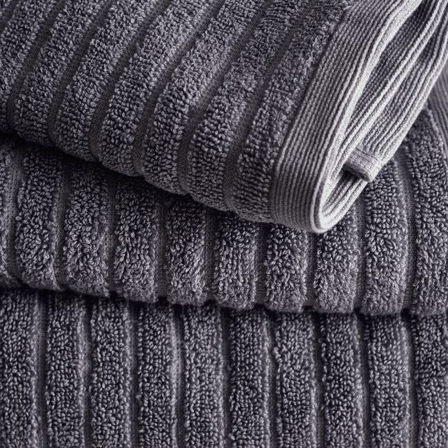 Alessia Cotton Bamboo Rib Hand Towel - Porcini Grey