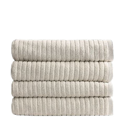 Alessia Cotton Bamboo Rib Bath Towel - Latte