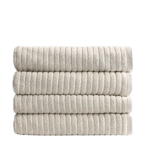 Alessia Cotton Bamboo Rib Bath Towel - Latte