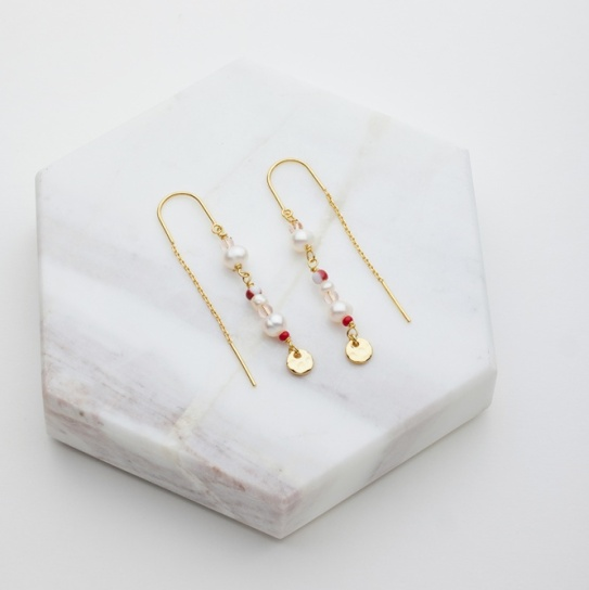 Alice Thread Earring – Pink by Zafino