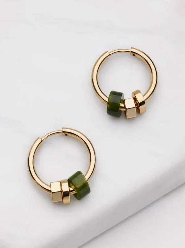 Amina Hoop – Olive/Gold