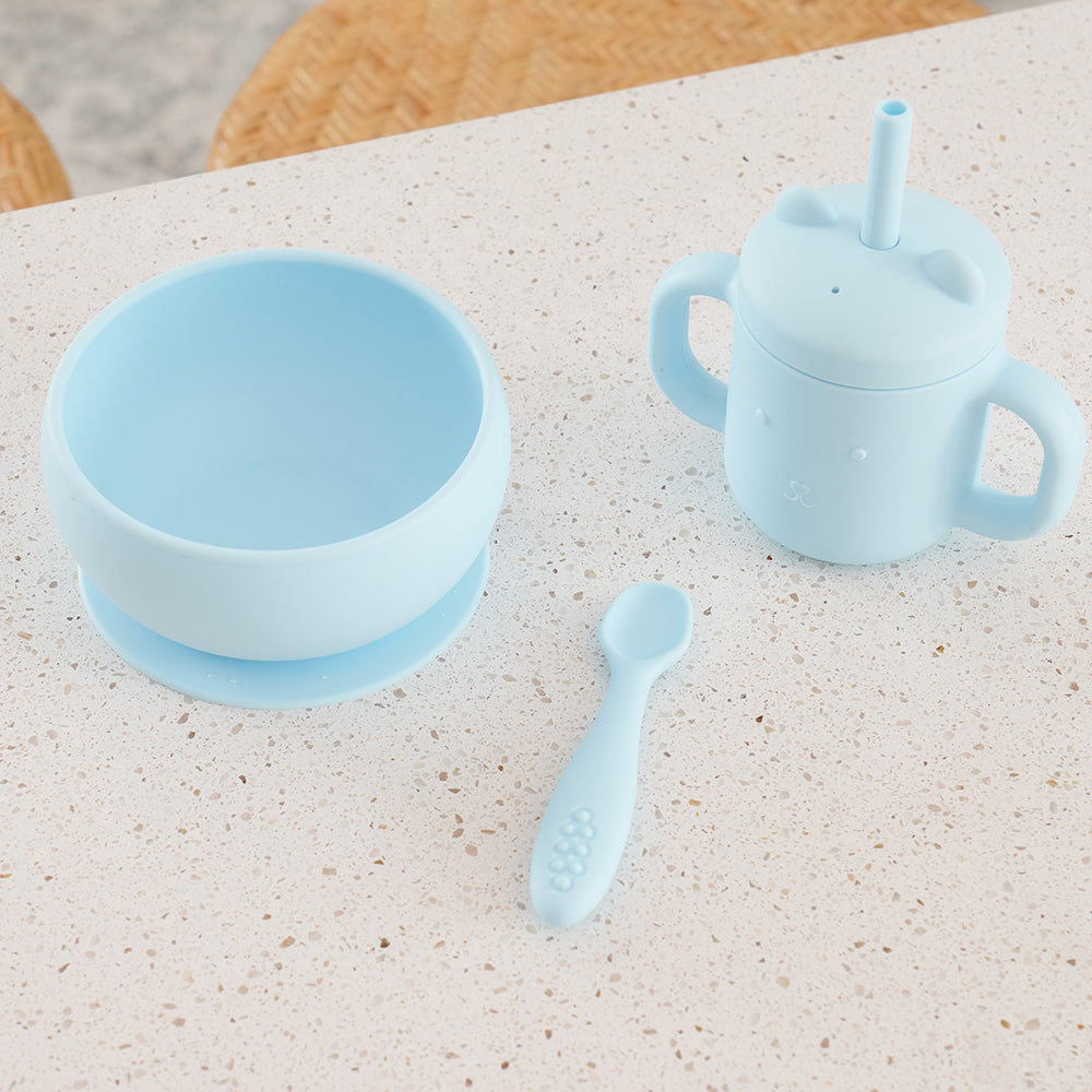 Silicone Suction Bowl - Iced Blue