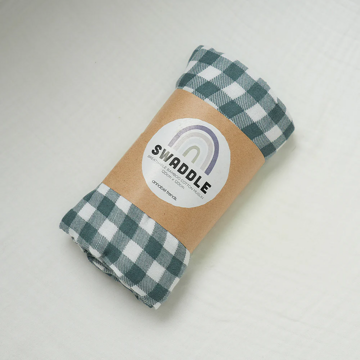 Muslin Gingham Swaddle - Olive