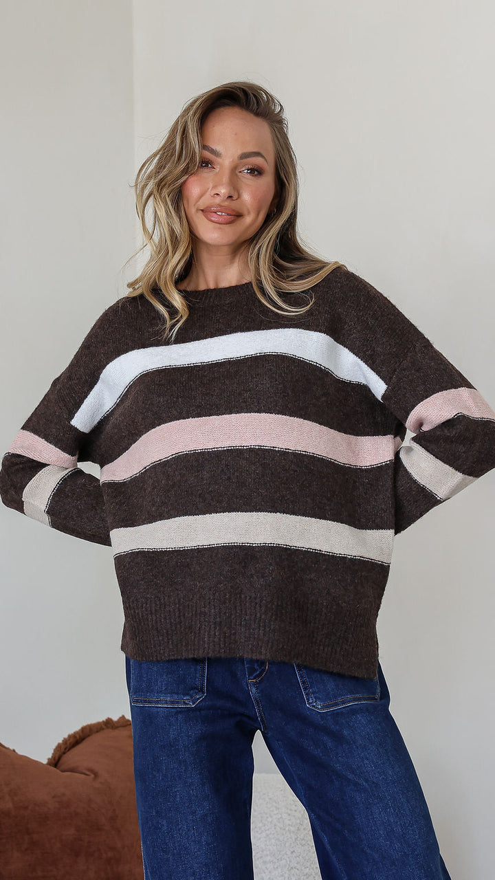 Aspen Stripe Knit - Chocolate