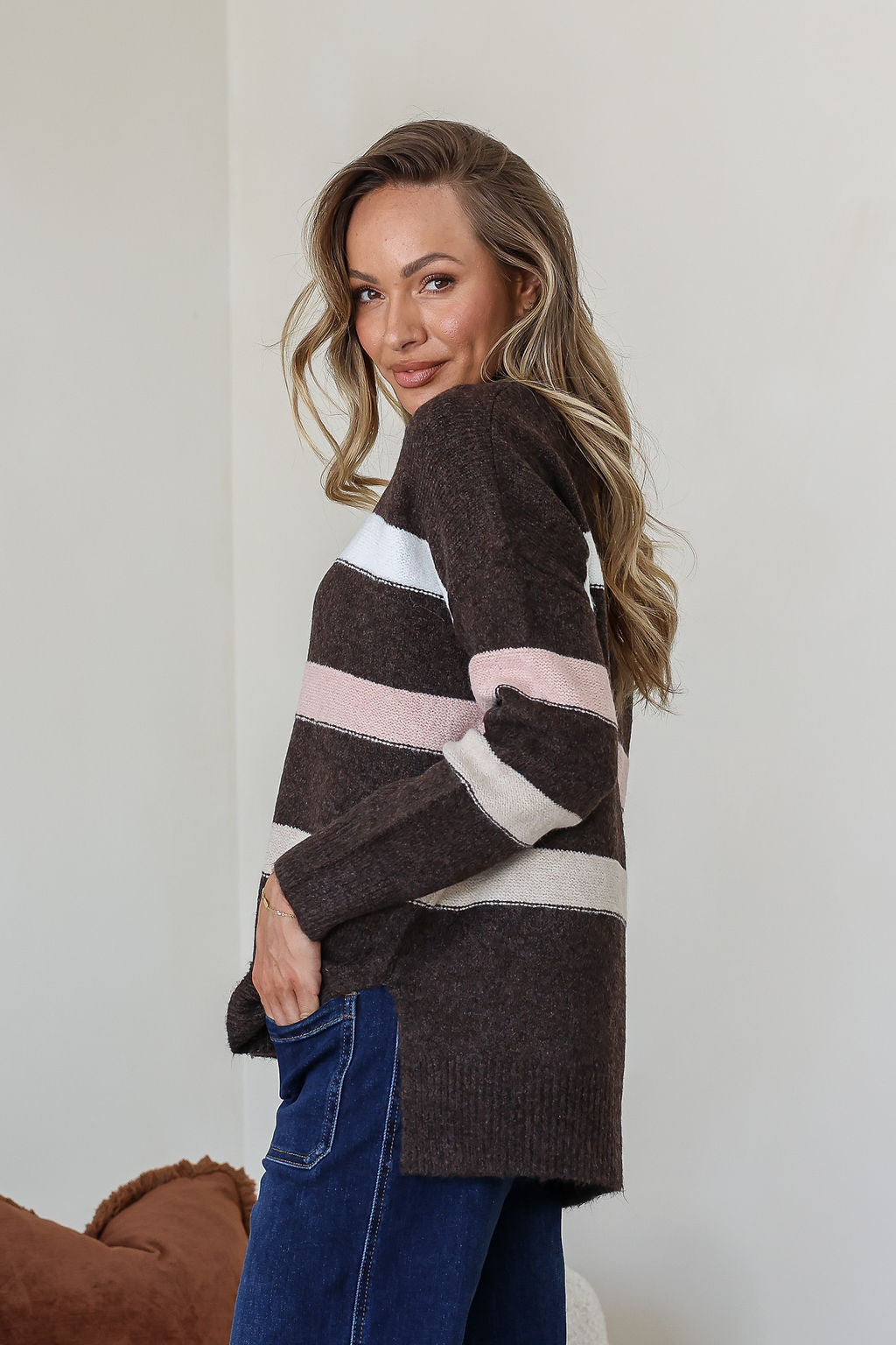 Aspen Stripe Knit - Chocolate