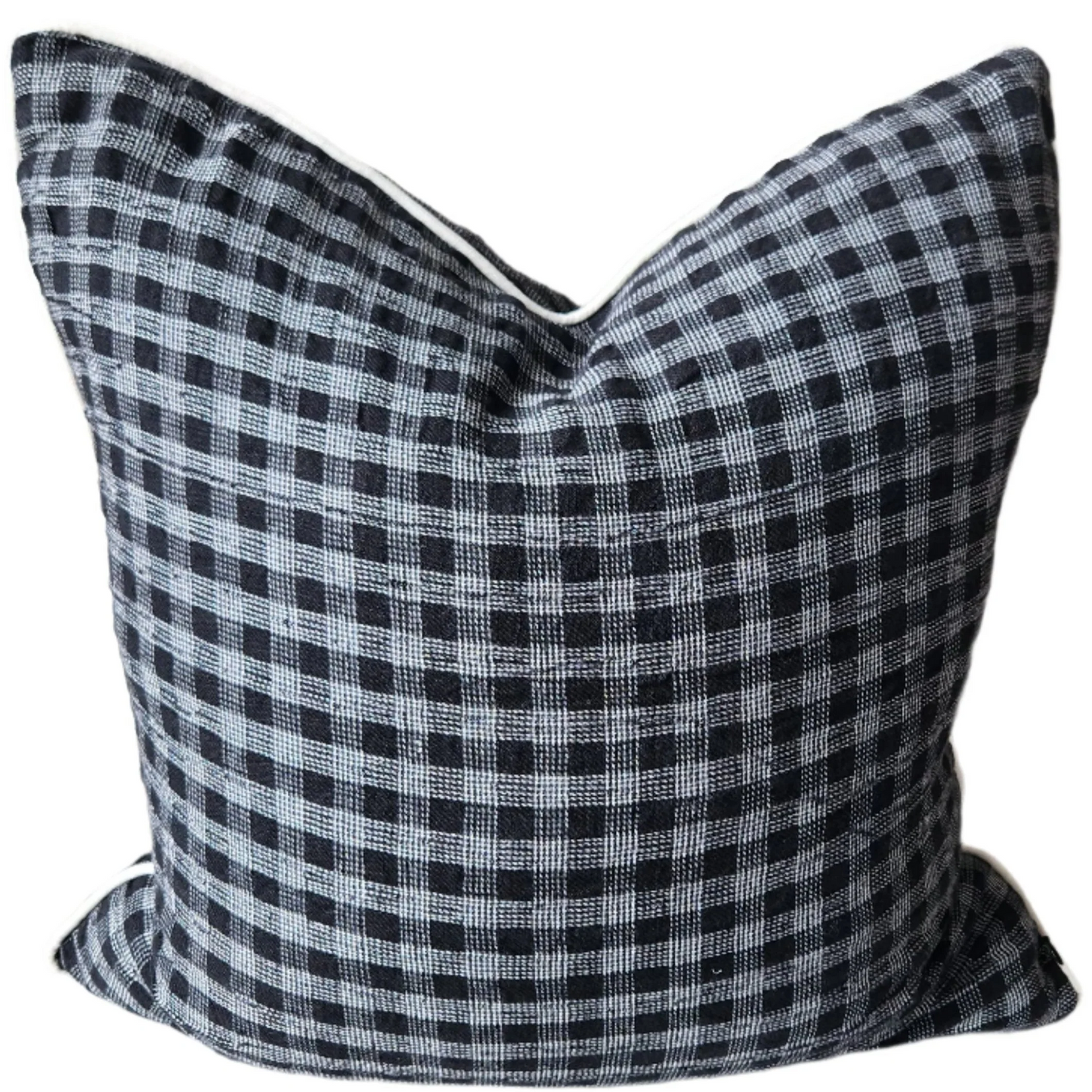 Aura Linen Cushion - Black & White