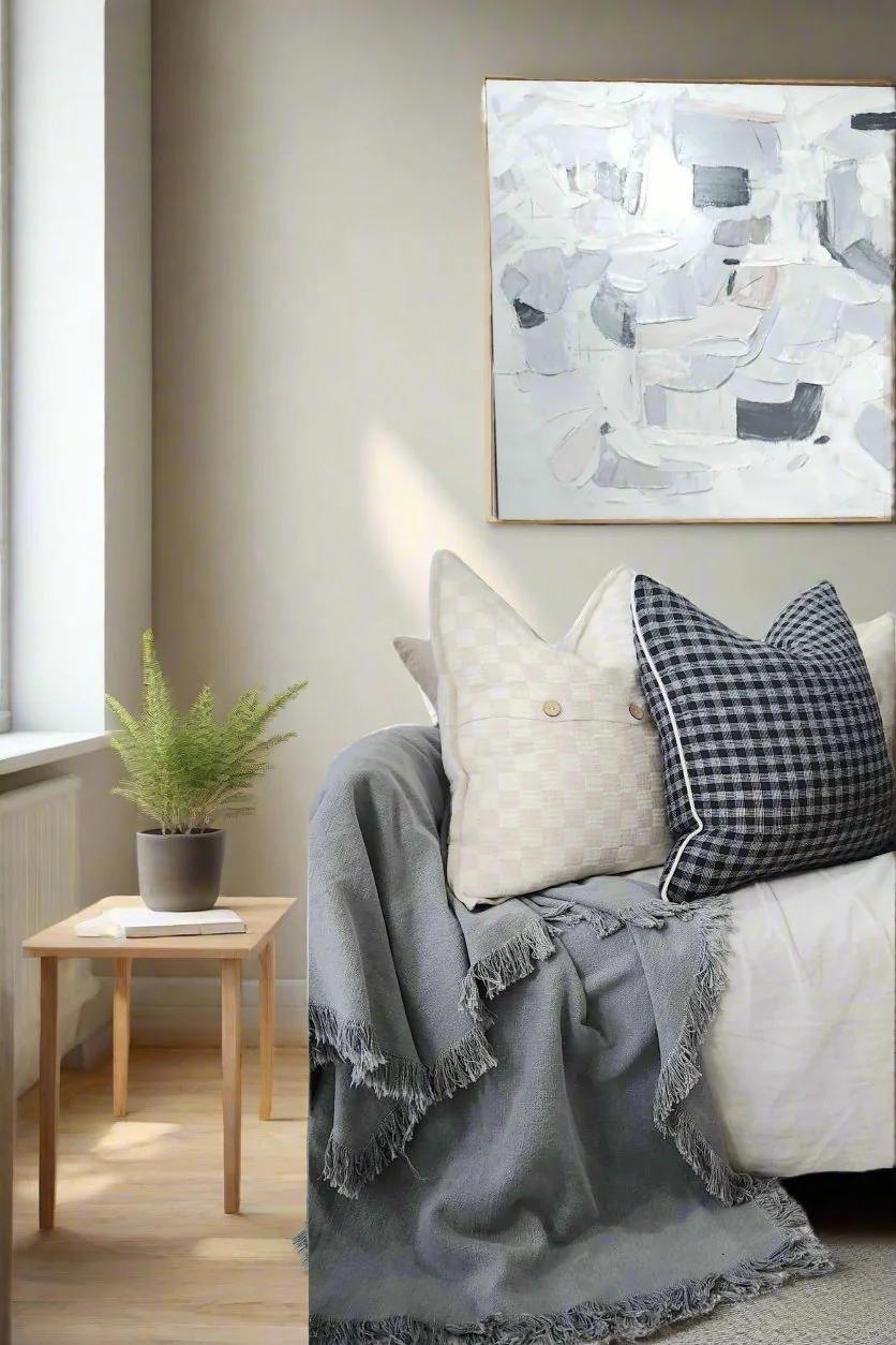 Aura Linen Cushion - Black & White