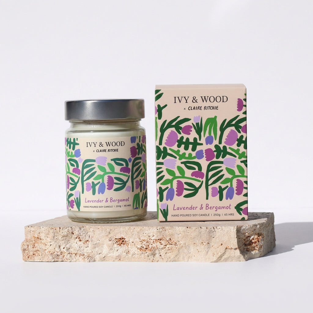 Bloom by Claire Ritchie Soy Candle - Lavender &amp; Bergamot
