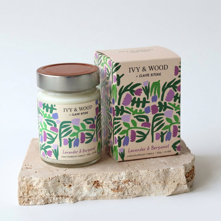 Bloom by Claire Ritchie Soy Candle - Lavender &amp; Bergamot