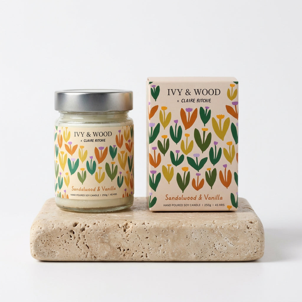 Bloom by Claire Ritchie Soy Candle - Sandalwood &amp; Vanilla