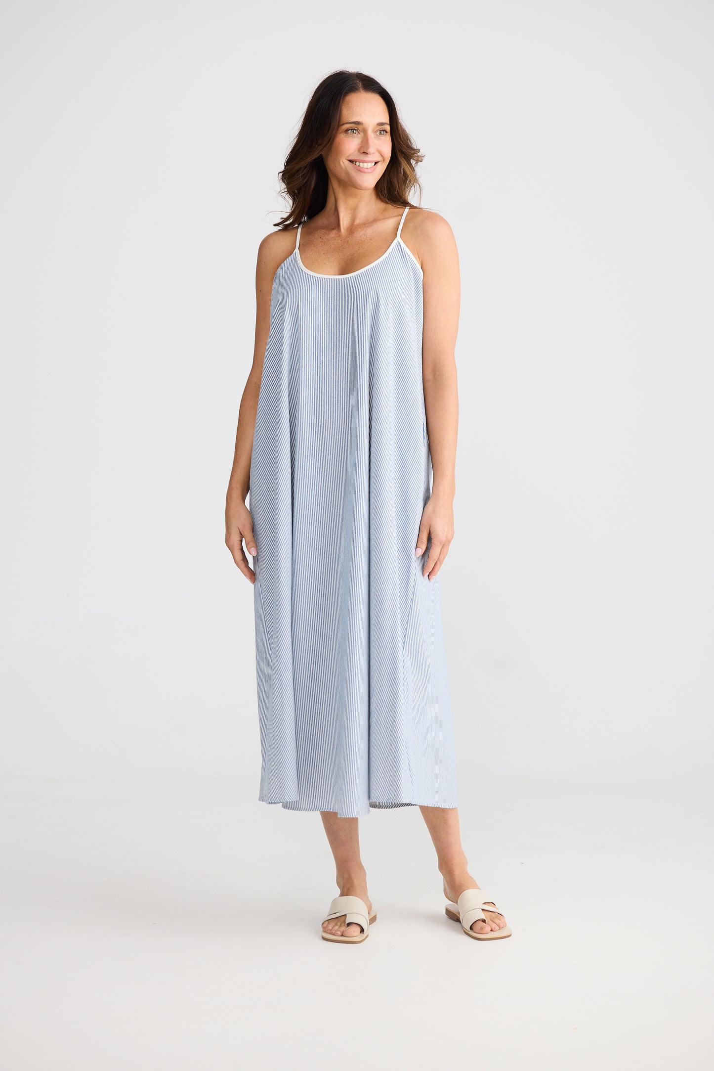 Genesis Dress - Blue Pinstripe