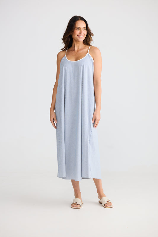 Genesis Dress - Blue Pinstripe