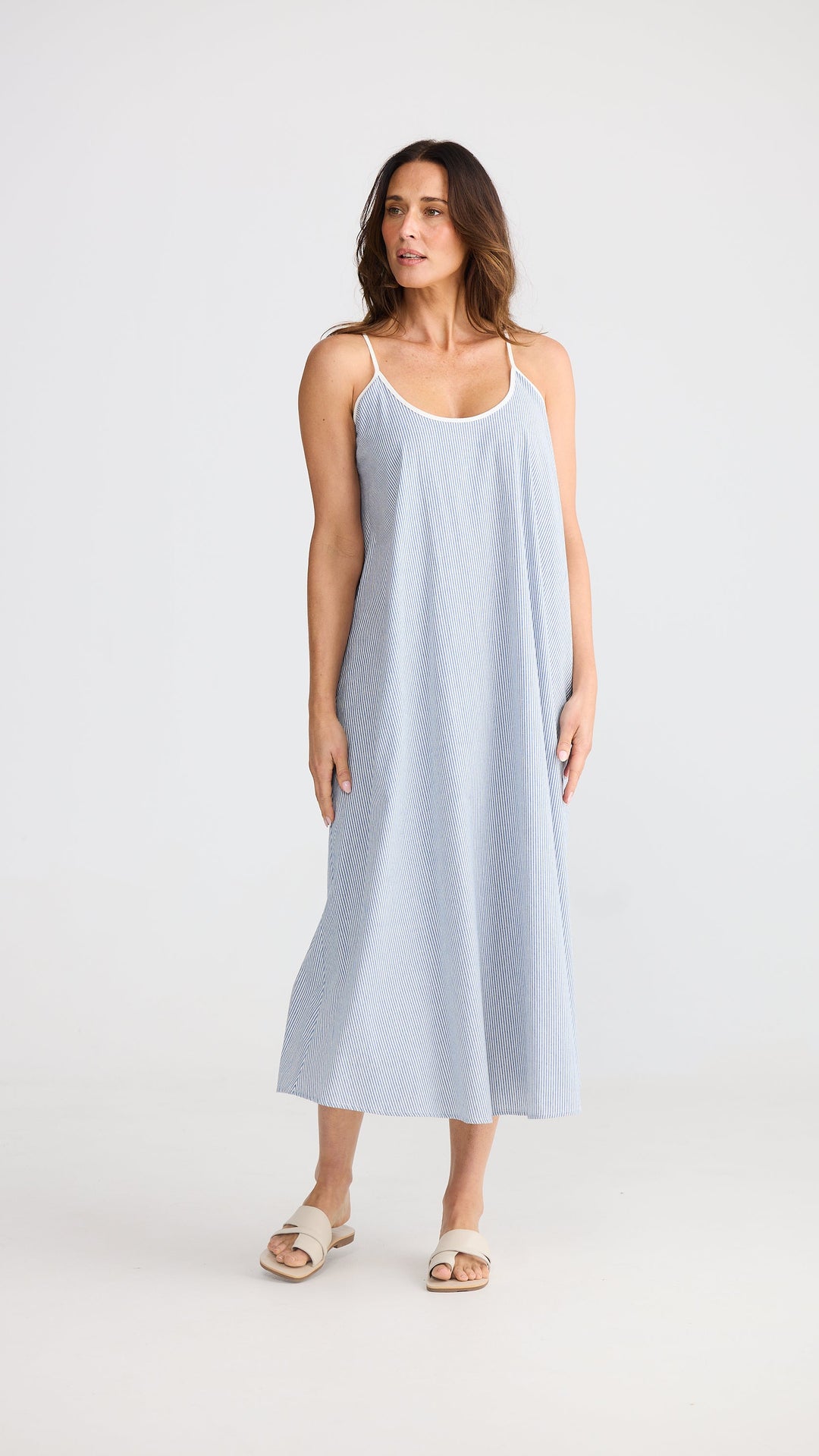 Genesis Dress - Blue Pinstripe