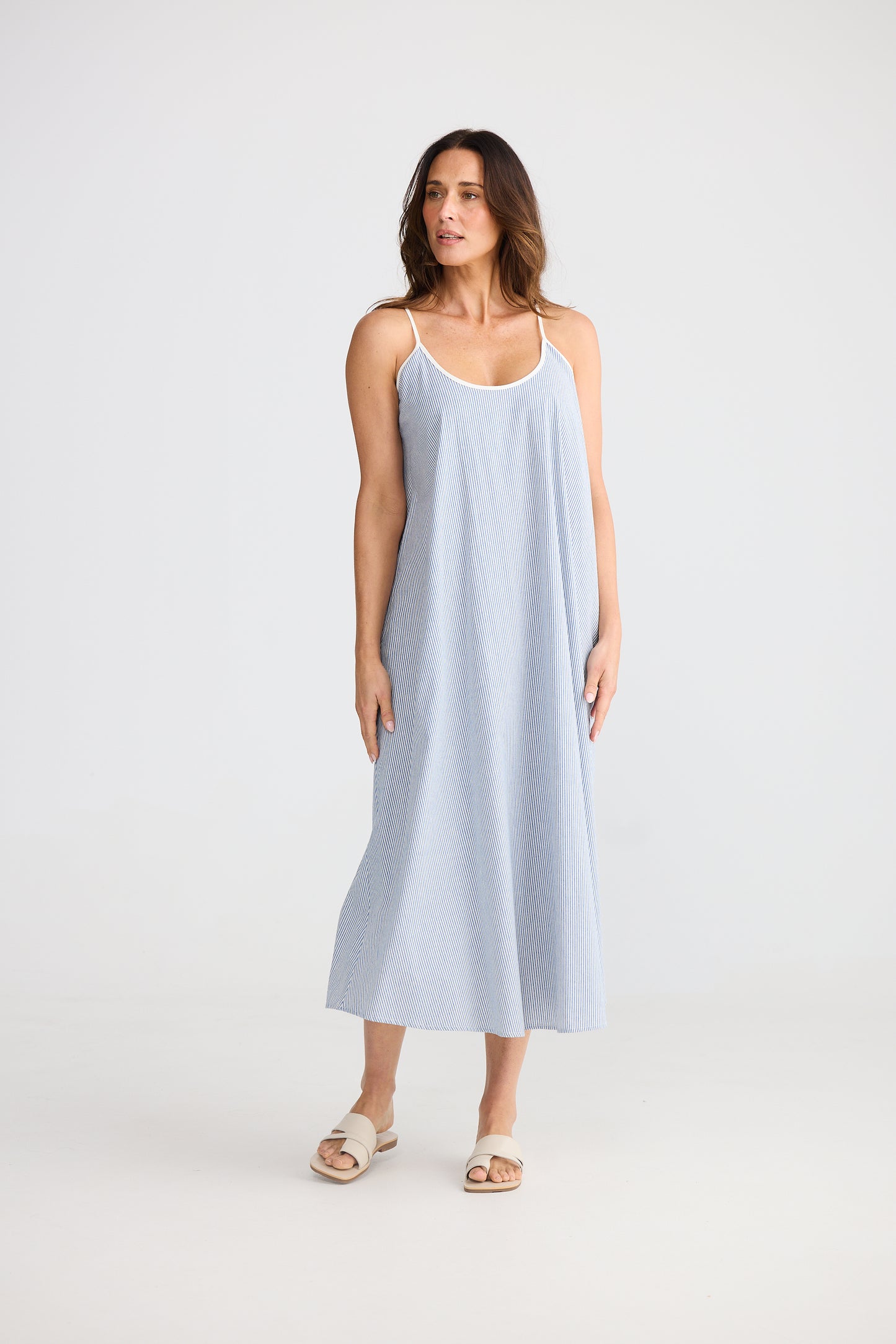 Genesis Dress - Blue Pinstripe