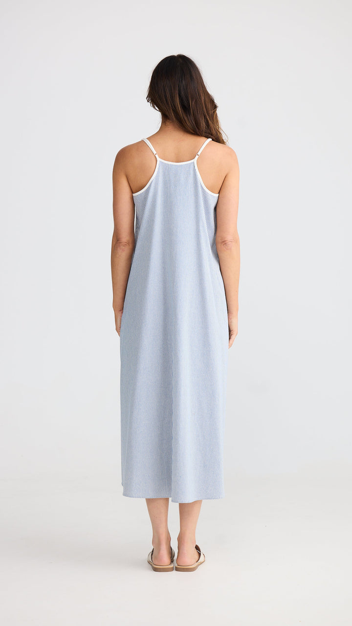 Genesis Dress - Blue Pinstripe