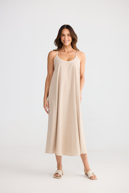Genesis Dress - Latte Pinstripe