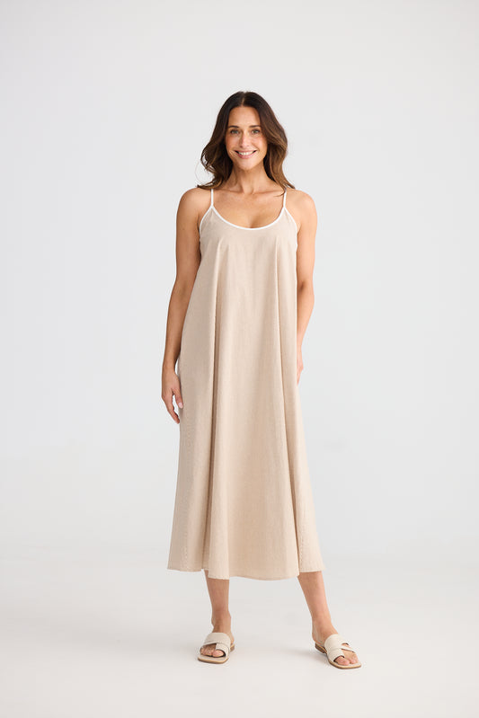 Genesis Dress - Latte Pinstripe