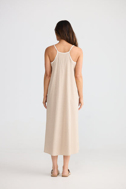 Genesis Dress - Latte Pinstripe