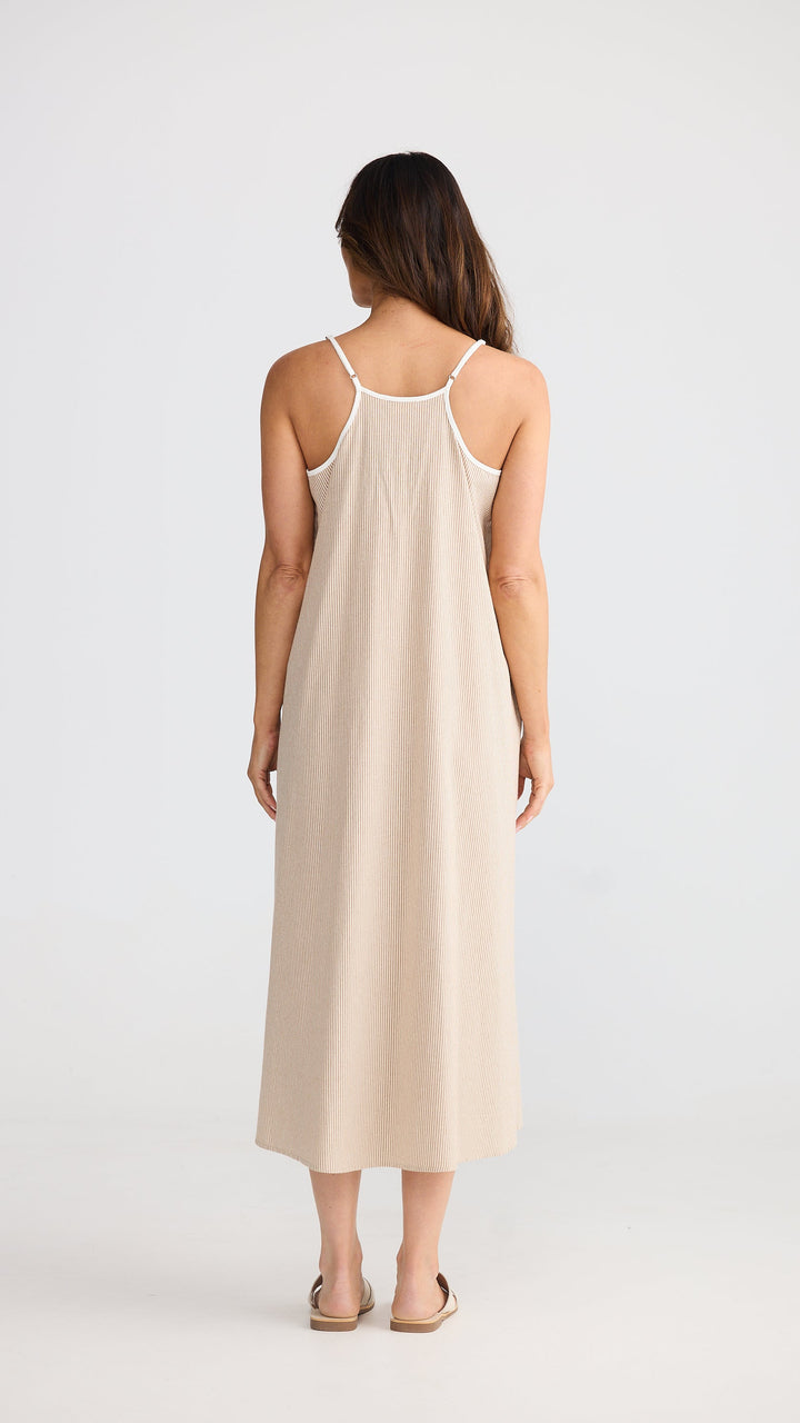 Genesis Dress - Latte Pinstripe
