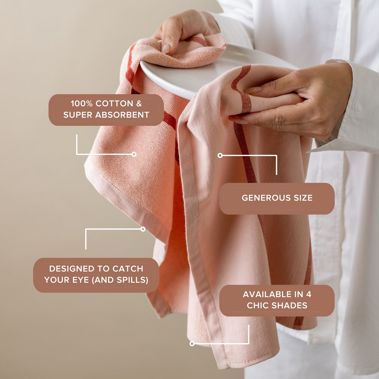 Between The Lines Tea Towel II - Berry