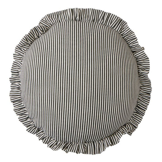 Bonny Round Cotton Cushion - Black/Ivory