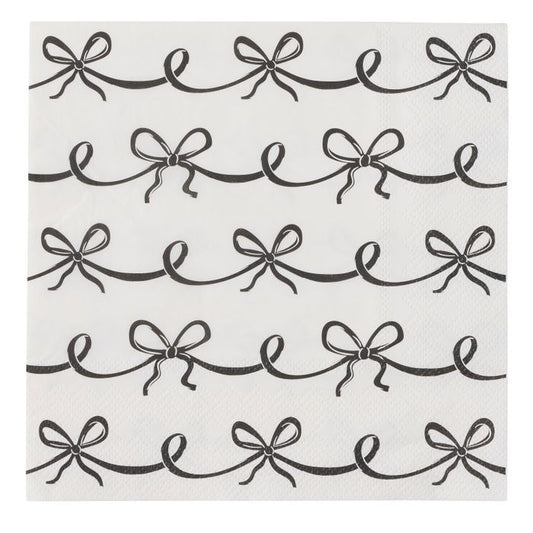 Bows Napkin Set (20 Pack) - Black/Ivory
