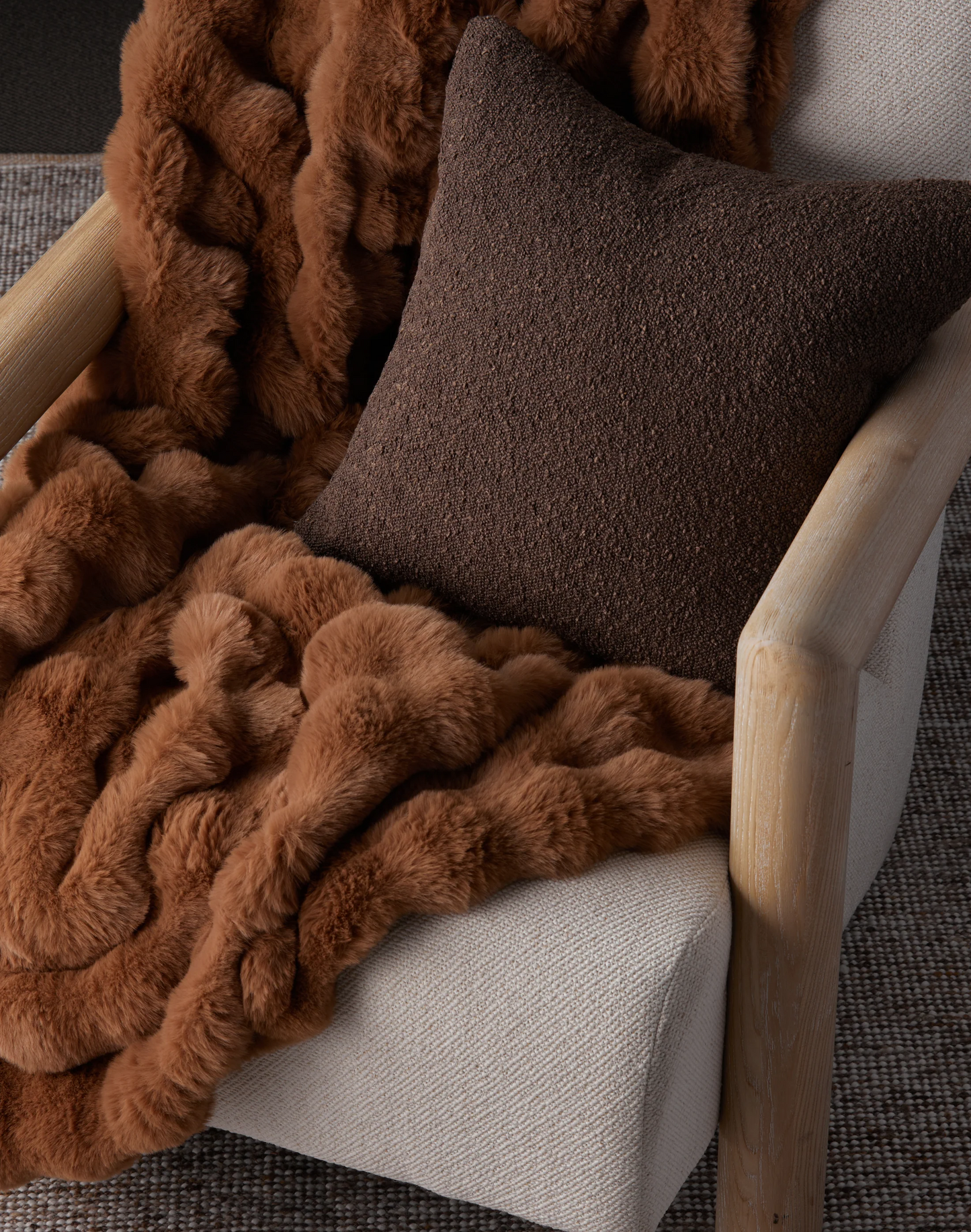 Brooklyn Boucle Cushion - Chocolate